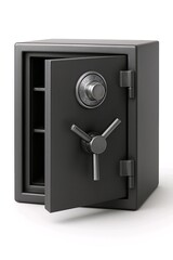 Hyperrealistic Steel Safe with Combination Lock and Open Door