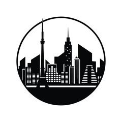City skyline vector silhouette illustration at night