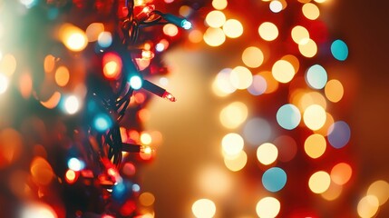 Close up of Christmas lights forming a festive glowing arch