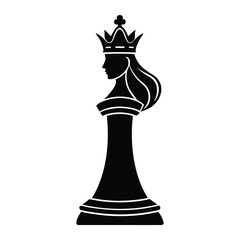 Black chess king queen and pawn on white background