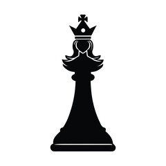 Black chess king and queen figurines on white background