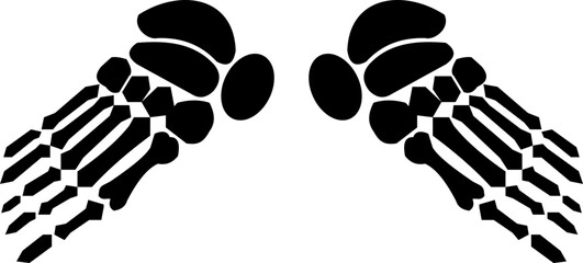 Human foot bone skeleton icon isolated on transparent background in black style, anatomy tibia femur foot fingers bones medical vector illustration design element