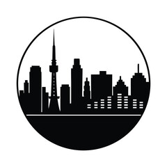 Los Angeles city skyline vector with reflection illustration