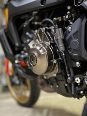 Obraz premium Motorcycle engine close-up with metallic details