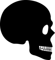 Human skull skeleton icon isolated on transparent background in black style, anatomy cranium head bones medical illustration vector design graphic element.