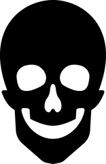 Human skull skeleton icon isolated on transparent background in black style, anatomy cranium head bones medical illustration vector design graphic element.