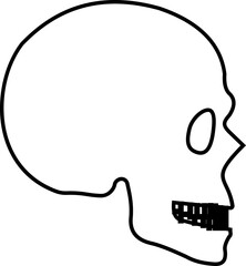 Human skull skeleton icon isolated on transparent background in black style, anatomy cranium head bones medical illustration vector design graphic element.