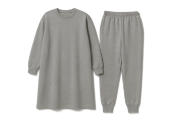 Gray sweatshirt & sweatpants set, isolated on transparent background.