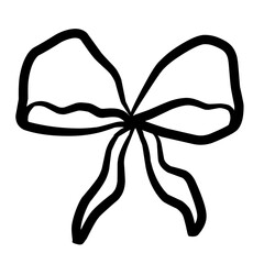 Elegant Hand Drawn Ribbon Bow Outline