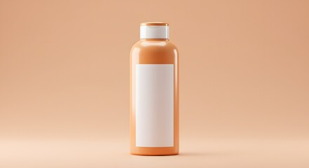 Cosmetic Bottle Mockup with Blank Label, Orange