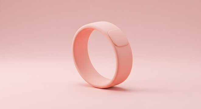 Minimalist Pink Fitness Tracker Ring Isolated on Pink Background - Powered by Adobe