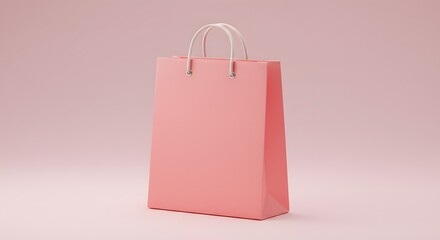 Minimalist Pink Shopping Bag Mockup on Pastel Background
