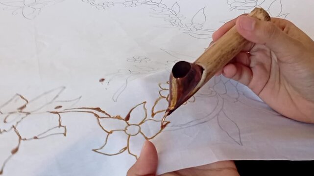 close up of a batik cloth process