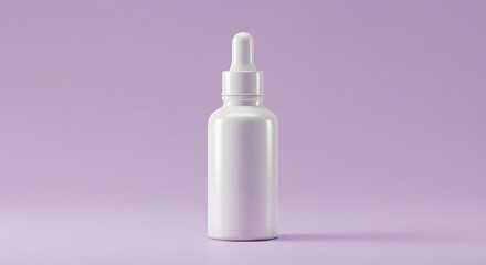 White Dropper Bottle Mockup on Lavender Background