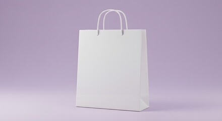 Blank White Paper Shopping Bag Mockup on Lilac Background