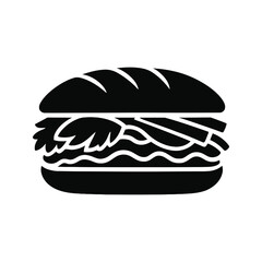 Simple burger vector silhouette, sandwich icon, food illustration.