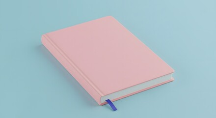 Pink Notebook Mockup on Blue Background