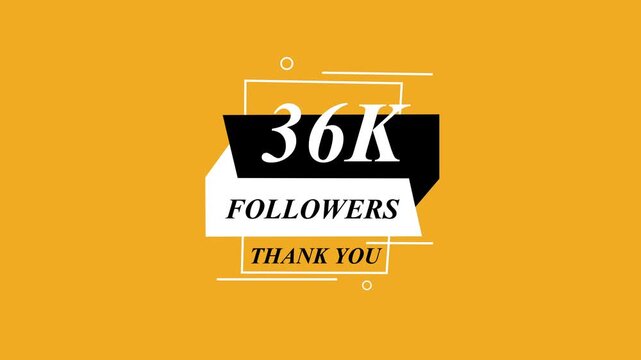 Glowing Beautiful 36K Followers Thank You Banner Text Icon Animation Digital Graphic Design Shining Effect Modern Celebration Template