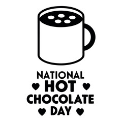 Black color National Hot Chocolate Day Design, Solid White Background (7).eps