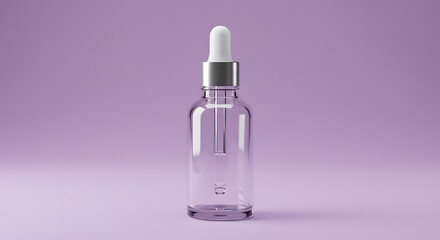 Clear Glass Dropper Bottle Mockup on Lavender Background
