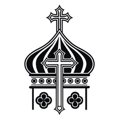 Black color Orthodox Christmas Day Design, Solid White Background (17).eps