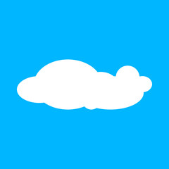 White fluffy cloud illustration on blue sky background. Perfect for weather icons, sky design, children’s art, cartoon style graphics, web elements, and digital projects.