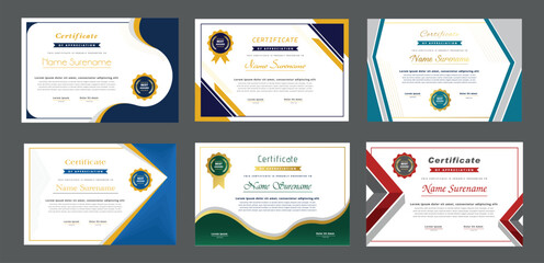 Collection of Six Elegant Certificate of Appreciation Designs with Varied Color Schemes