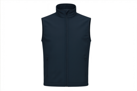 Navy blue sleeveless softshell vest isolated on a transparent background, dark - Powered by Adobe