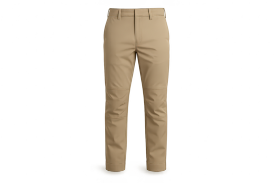 Stylish khaki-colored pants isolated on a transparent background, studio shot
