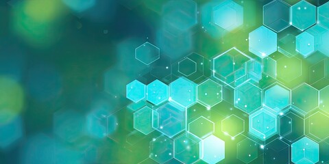 Abstract digital illustration, featuring translucent hexagonal shapes and soft bokeh effect