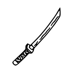 minimalist Japanese ninja or samurai sword doodle