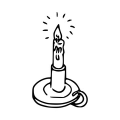 burning candle and candlestick doodle