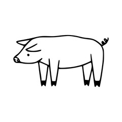 simple pig line art doodle