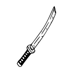 minimalist Japanese ninja or samurai sword doodle