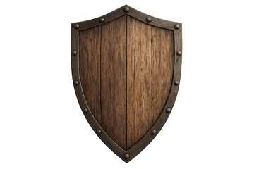 Wooden medieval shield protecting historical knight culture