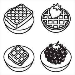 A Crispy Buttermilk Waffles Stack with Grid pattern Pockets, Generously Topped with Sweet Treat Berries, Whipped Cream, and Powdered Sugar for Weekend Brunch