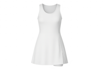 White tennis dress with racerback design isolated on transparent background, stylish