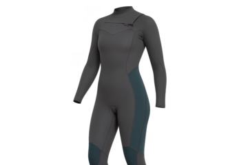 Gray and blue full body wetsuit isolated on transparent background display