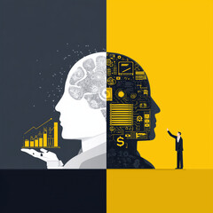 A graphic visualizing the business industry generating profit through AI