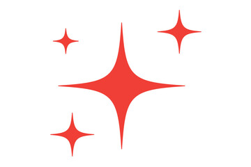 Four stylized black shining stars on a plain white background image