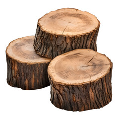 Four Tree Stumps Cut Out Isolated on White Background