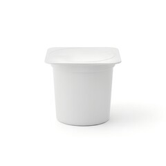 
Yogurt in a plastic white small cup, isolated on white background