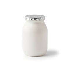 
Yogurt in a plastic transparent small bottle, isolated on white background