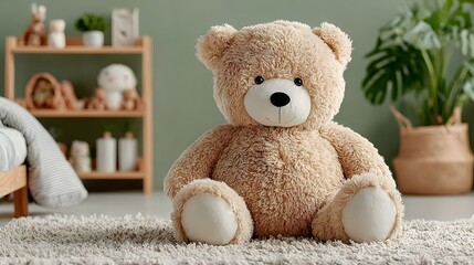 Teddy bear lifestyle placed in kids room isolated background
