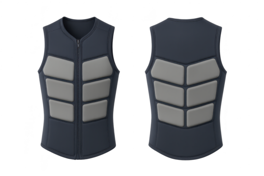 Dark blue protective impact vest isolated on transparent background