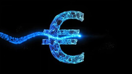 glowing blue euro currency symbol digital finance technology - Powered by Adobe
