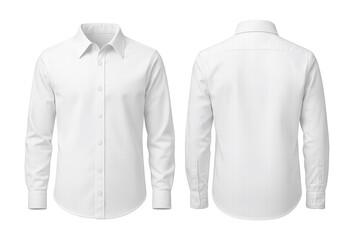 Classic white business dress shirt, front and back view isolated on transparent