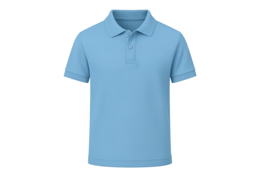 A light blue polo shirt isolated on a transparent background for design