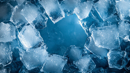 Cool frame background adorned with ice crystals, evoking winter, frost, and cold elegance, perfect for seasonal, holiday, or icy-themed digital designs