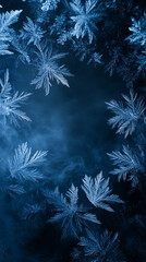 Cool frame background adorned with ice crystals, evoking winter, frost, and cold elegance, perfect for seasonal, holiday, or icy-themed digital designs